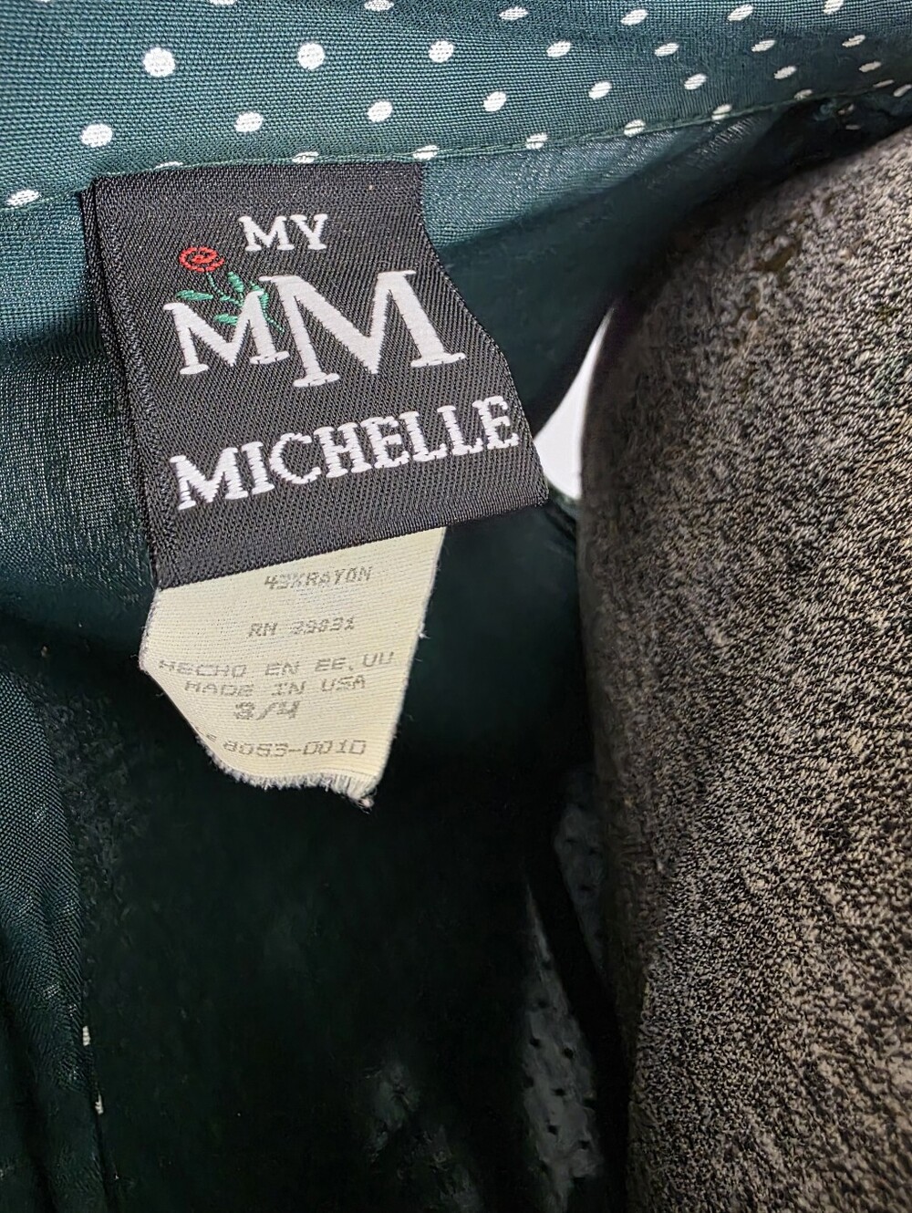 My Michelle Vintage 90's Women's Green Polkadot Button Front Collared Dress 3/4 - Picture 8 of 13